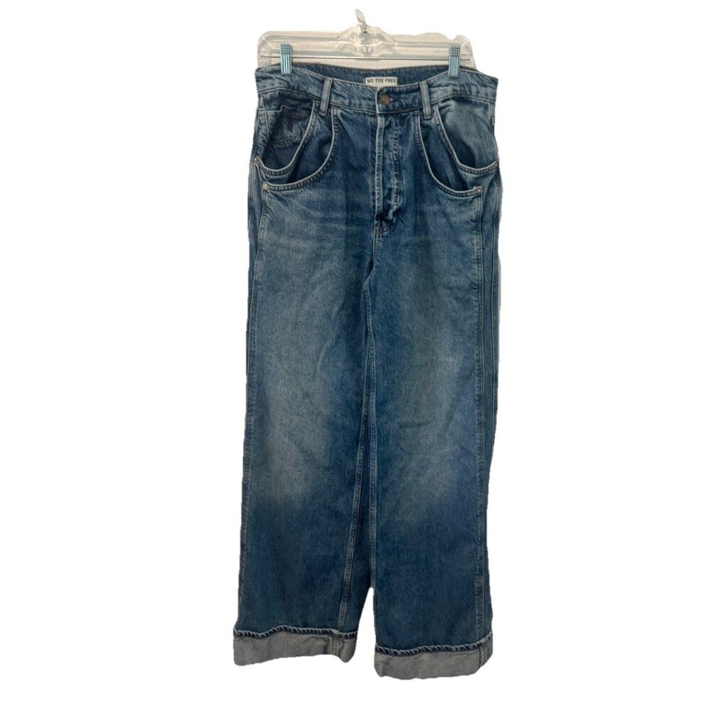 We The Free Final Countdown Cuffed Low Rise Jeans Free People Blue 27 - Picture 10 of 15